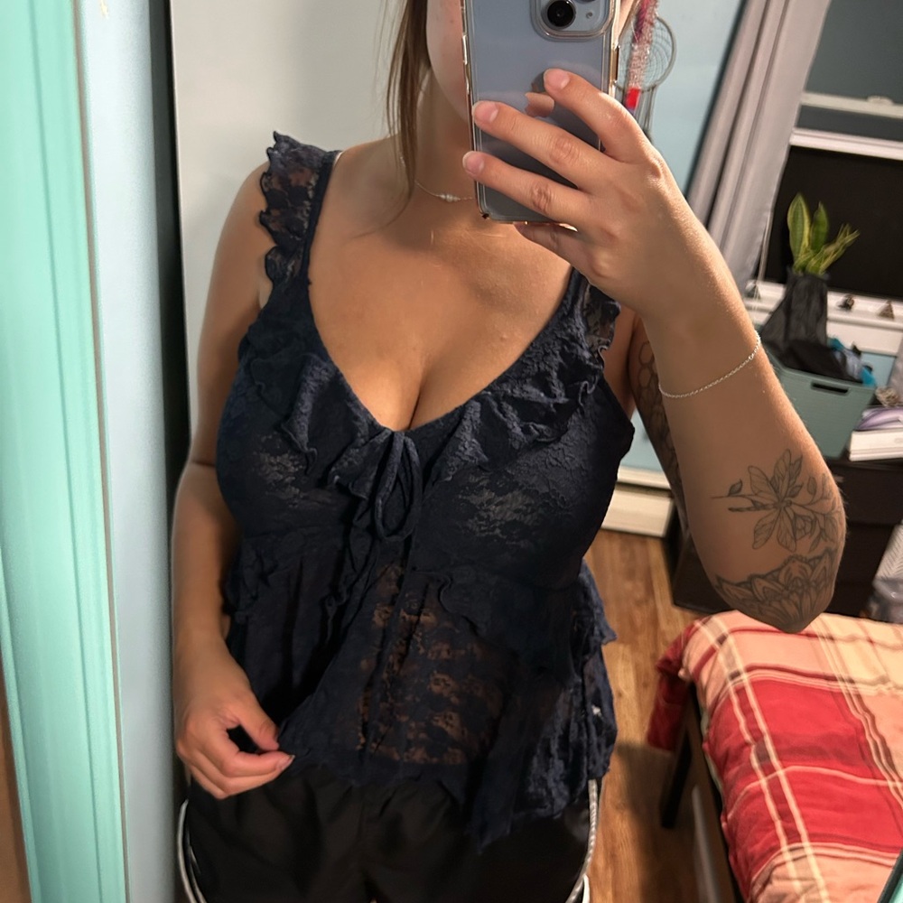Old Navy Dark Blue Lace Blouse